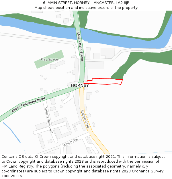 6, MAIN STREET, HORNBY, LANCASTER, LA2 8JR: Location map and indicative extent of plot