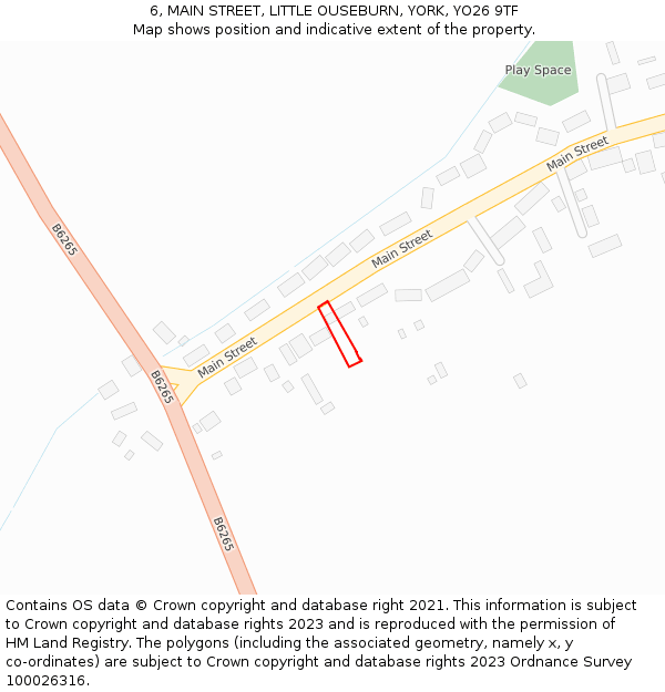 6, MAIN STREET, LITTLE OUSEBURN, YORK, YO26 9TF: Location map and indicative extent of plot
