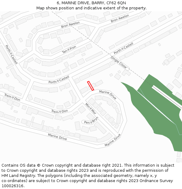6, MARINE DRIVE, BARRY, CF62 6QN: Location map and indicative extent of plot