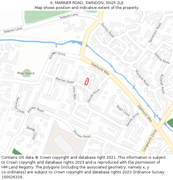 6, MARINER ROAD, SWINDON, SN25 2LE: Location map and indicative extent of plot
