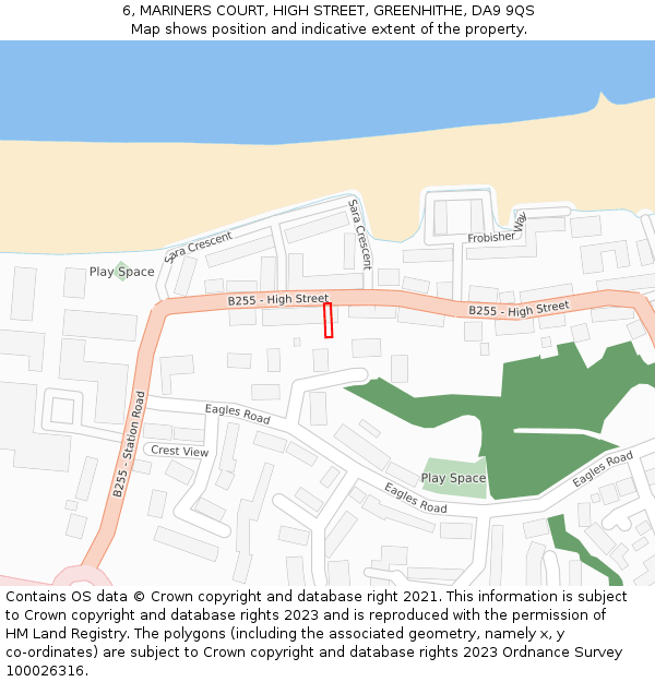 6, MARINERS COURT, HIGH STREET, GREENHITHE, DA9 9QS: Location map and indicative extent of plot