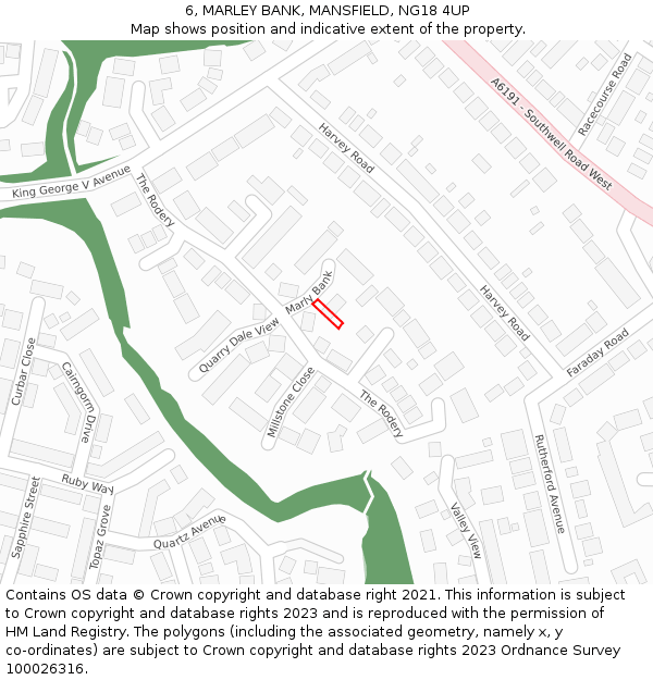 6, MARLEY BANK, MANSFIELD, NG18 4UP: Location map and indicative extent of plot
