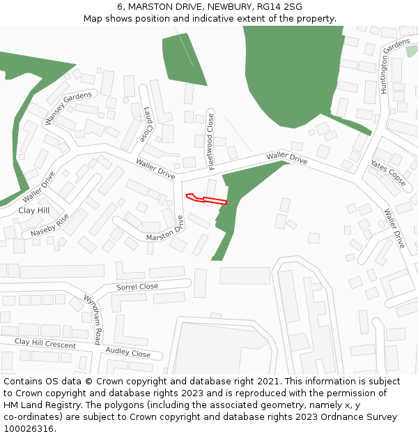 6, MARSTON DRIVE, NEWBURY, RG14 2SG: Location map and indicative extent of plot