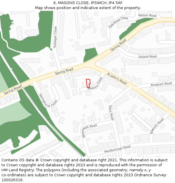 6, MASONS CLOSE, IPSWICH, IP4 5AF: Location map and indicative extent of plot