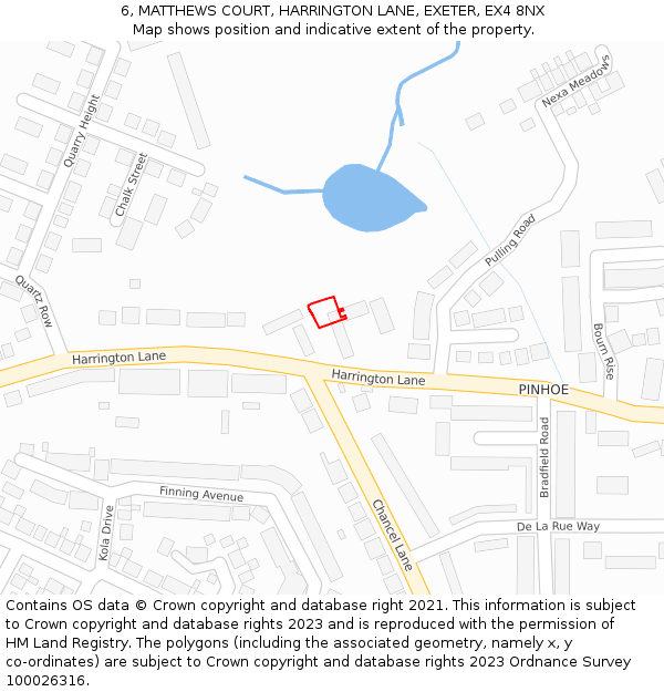 6, MATTHEWS COURT, HARRINGTON LANE, EXETER, EX4 8NX: Location map and indicative extent of plot
