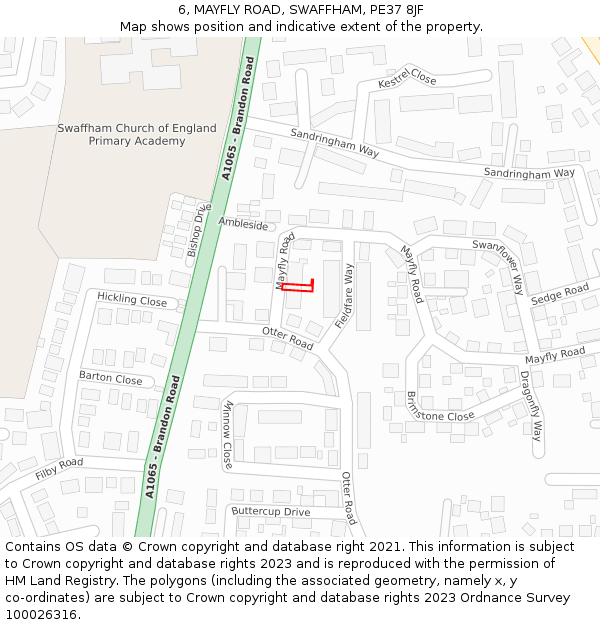6, MAYFLY ROAD, SWAFFHAM, PE37 8JF: Location map and indicative extent of plot