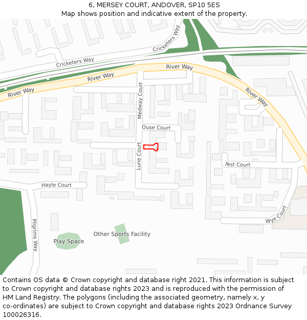 6, MERSEY COURT, ANDOVER, SP10 5ES: Location map and indicative extent of plot
