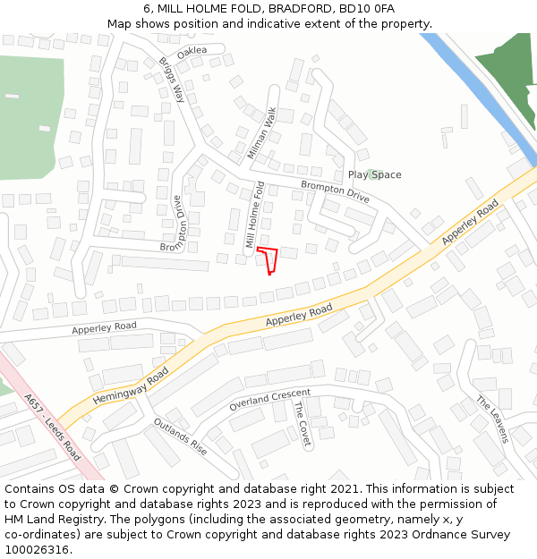 6, MILL HOLME FOLD, BRADFORD, BD10 0FA: Location map and indicative extent of plot