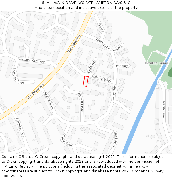 6, MILLWALK DRIVE, WOLVERHAMPTON, WV9 5LG: Location map and indicative extent of plot