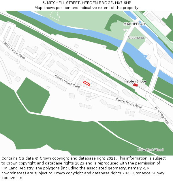 6, MITCHELL STREET, HEBDEN BRIDGE, HX7 6HP: Location map and indicative extent of plot