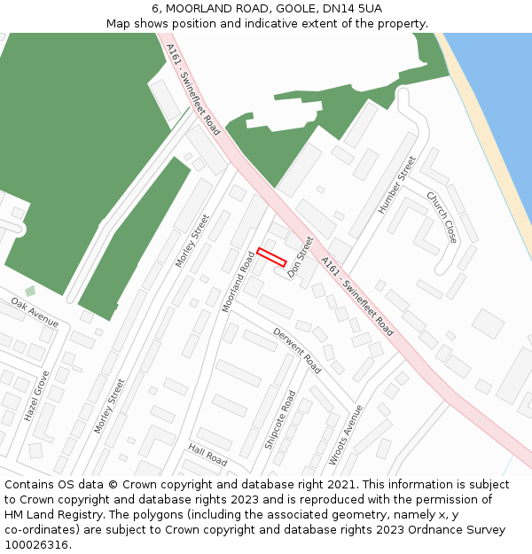 6, MOORLAND ROAD, GOOLE, DN14 5UA: Location map and indicative extent of plot