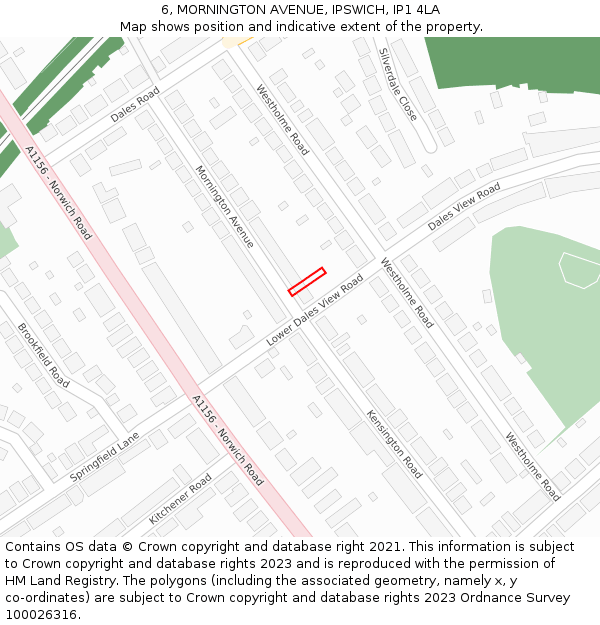 6, MORNINGTON AVENUE, IPSWICH, IP1 4LA: Location map and indicative extent of plot