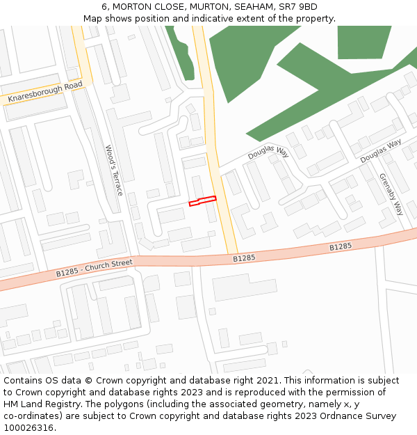 6, MORTON CLOSE, MURTON, SEAHAM, SR7 9BD: Location map and indicative extent of plot