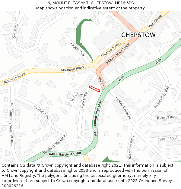 6, MOUNT PLEASANT, CHEPSTOW, NP16 5PS: Location map and indicative extent of plot