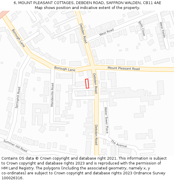 6, MOUNT PLEASANT COTTAGES, DEBDEN ROAD, SAFFRON WALDEN, CB11 4AE: Location map and indicative extent of plot