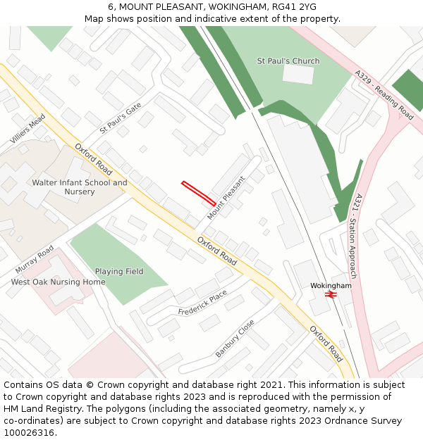 6, MOUNT PLEASANT, WOKINGHAM, RG41 2YG: Location map and indicative extent of plot