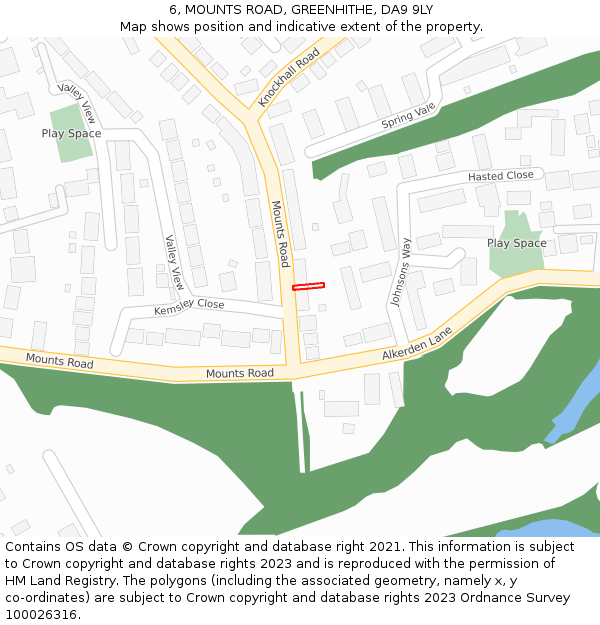 6, MOUNTS ROAD, GREENHITHE, DA9 9LY: Location map and indicative extent of plot