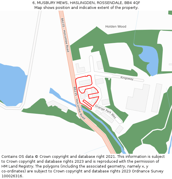 6, MUSBURY MEWS, HASLINGDEN, ROSSENDALE, BB4 4QF: Location map and indicative extent of plot