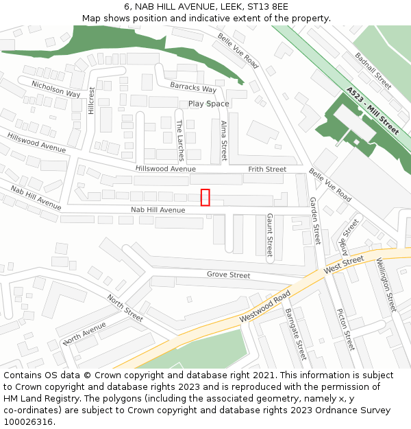 6, NAB HILL AVENUE, LEEK, ST13 8EE: Location map and indicative extent of plot