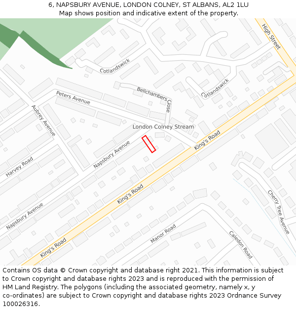 6, NAPSBURY AVENUE, LONDON COLNEY, ST ALBANS, AL2 1LU: Location map and indicative extent of plot