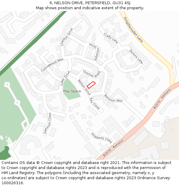 6, NELSON DRIVE, PETERSFIELD, GU31 4SJ: Location map and indicative extent of plot