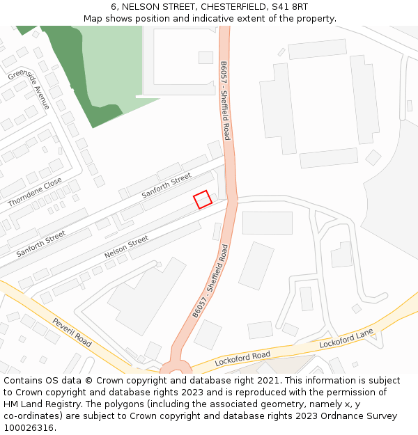 6, NELSON STREET, CHESTERFIELD, S41 8RT: Location map and indicative extent of plot