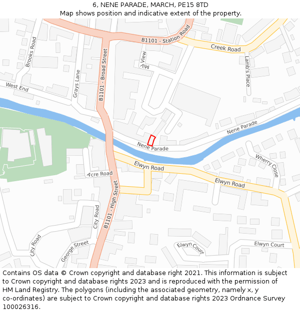 6, NENE PARADE, MARCH, PE15 8TD: Location map and indicative extent of plot