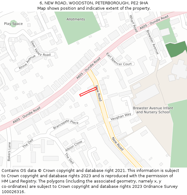 6, NEW ROAD, WOODSTON, PETERBOROUGH, PE2 9HA: Location map and indicative extent of plot