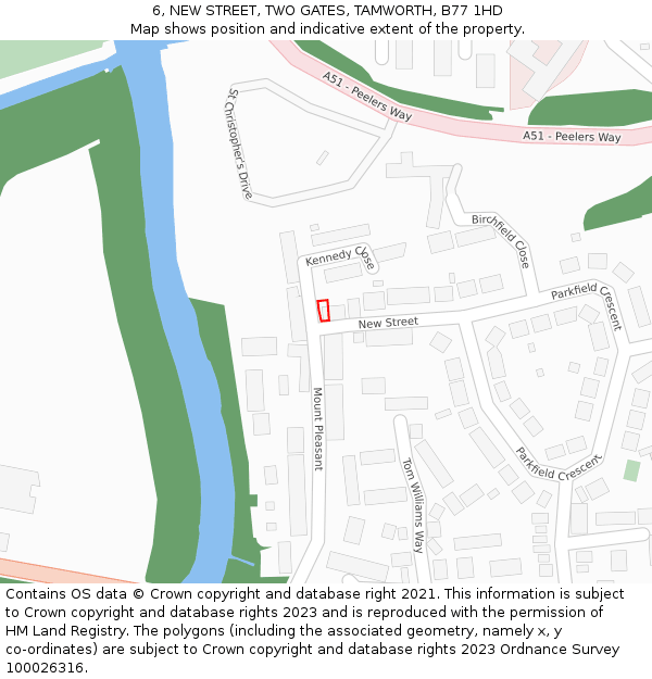 6, NEW STREET, TWO GATES, TAMWORTH, B77 1HD: Location map and indicative extent of plot