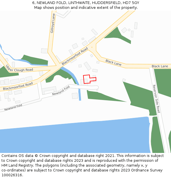 6, NEWLAND FOLD, LINTHWAITE, HUDDERSFIELD, HD7 5GY: Location map and indicative extent of plot