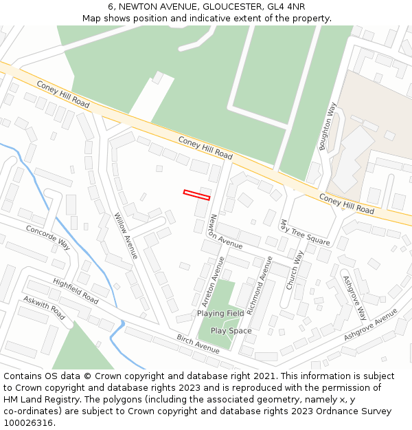 6, NEWTON AVENUE, GLOUCESTER, GL4 4NR: Location map and indicative extent of plot