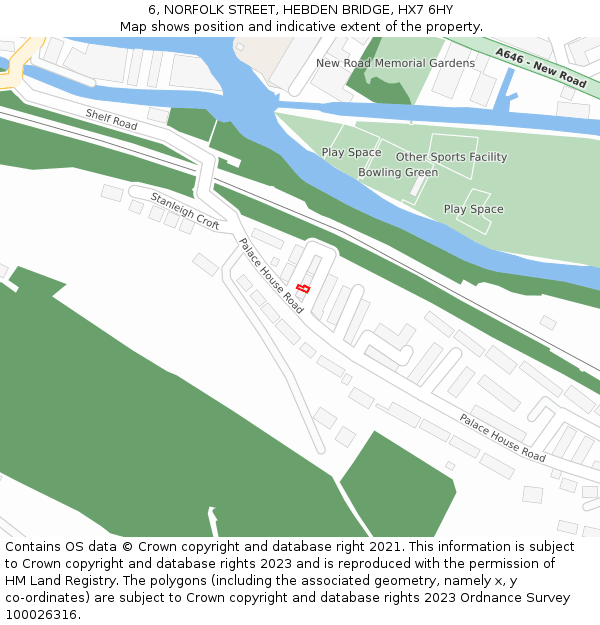 6, NORFOLK STREET, HEBDEN BRIDGE, HX7 6HY: Location map and indicative extent of plot