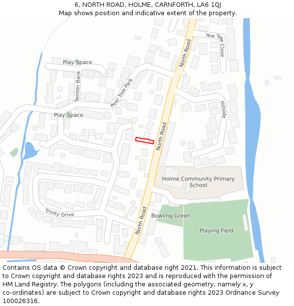 6, NORTH ROAD, HOLME, CARNFORTH, LA6 1QJ: Location map and indicative extent of plot