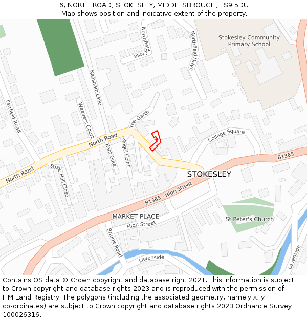 6, NORTH ROAD, STOKESLEY, MIDDLESBROUGH, TS9 5DU: Location map and indicative extent of plot