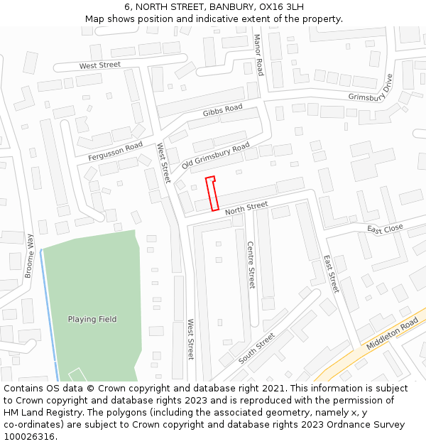 6, NORTH STREET, BANBURY, OX16 3LH: Location map and indicative extent of plot