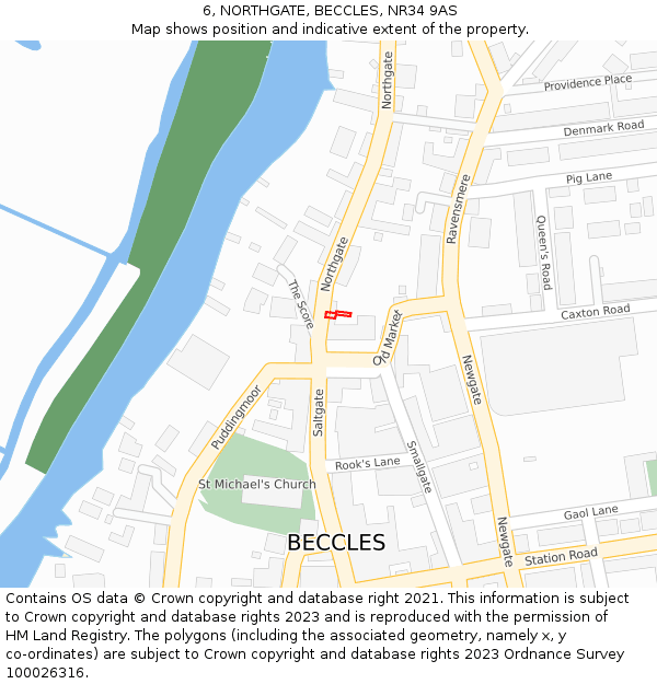6, NORTHGATE, BECCLES, NR34 9AS: Location map and indicative extent of plot