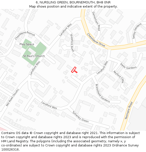 6, NURSLING GREEN, BOURNEMOUTH, BH8 0NR: Location map and indicative extent of plot