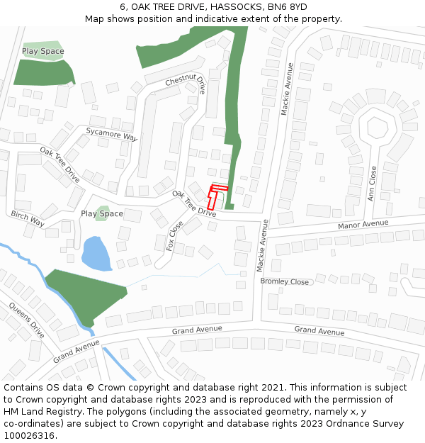 6, OAK TREE DRIVE, HASSOCKS, BN6 8YD: Location map and indicative extent of plot