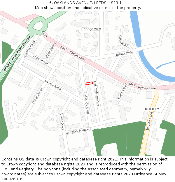 6, OAKLANDS AVENUE, LEEDS, LS13 1LH: Location map and indicative extent of plot