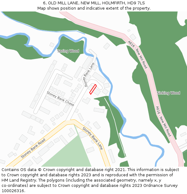 6, OLD MILL LANE, NEW MILL, HOLMFIRTH, HD9 7LS: Location map and indicative extent of plot