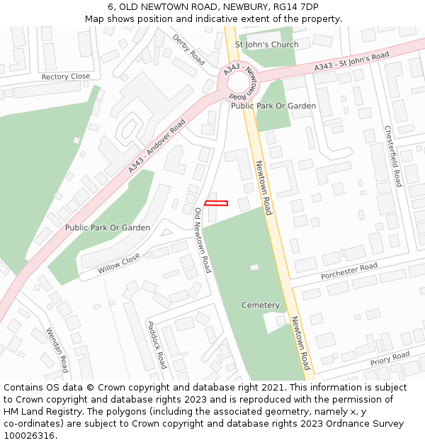 6, OLD NEWTOWN ROAD, NEWBURY, RG14 7DP: Location map and indicative extent of plot