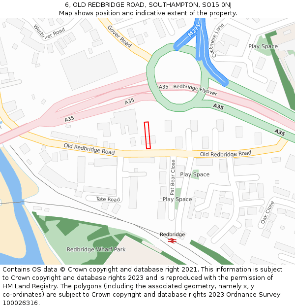 6, OLD REDBRIDGE ROAD, SOUTHAMPTON, SO15 0NJ: Location map and indicative extent of plot