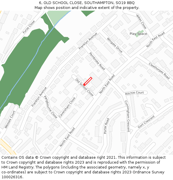 6, OLD SCHOOL CLOSE, SOUTHAMPTON, SO19 8BQ: Location map and indicative extent of plot
