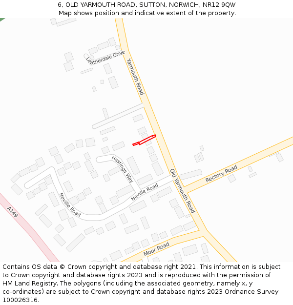 6, OLD YARMOUTH ROAD, SUTTON, NORWICH, NR12 9QW: Location map and indicative extent of plot