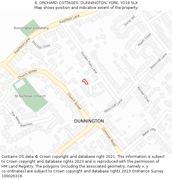 6, ORCHARD COTTAGES, DUNNINGTON, YORK, YO19 5LX: Location map and indicative extent of plot