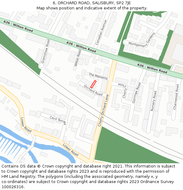 6, ORCHARD ROAD, SALISBURY, SP2 7JE: Location map and indicative extent of plot