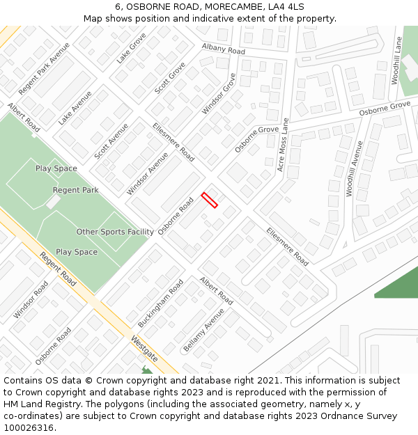 6, OSBORNE ROAD, MORECAMBE, LA4 4LS: Location map and indicative extent of plot