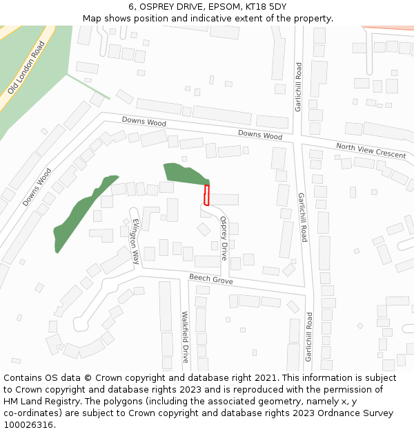 6, OSPREY DRIVE, EPSOM, KT18 5DY: Location map and indicative extent of plot