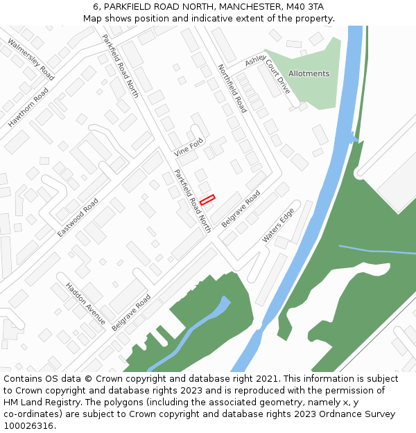 6, PARKFIELD ROAD NORTH, MANCHESTER, M40 3TA: Location map and indicative extent of plot