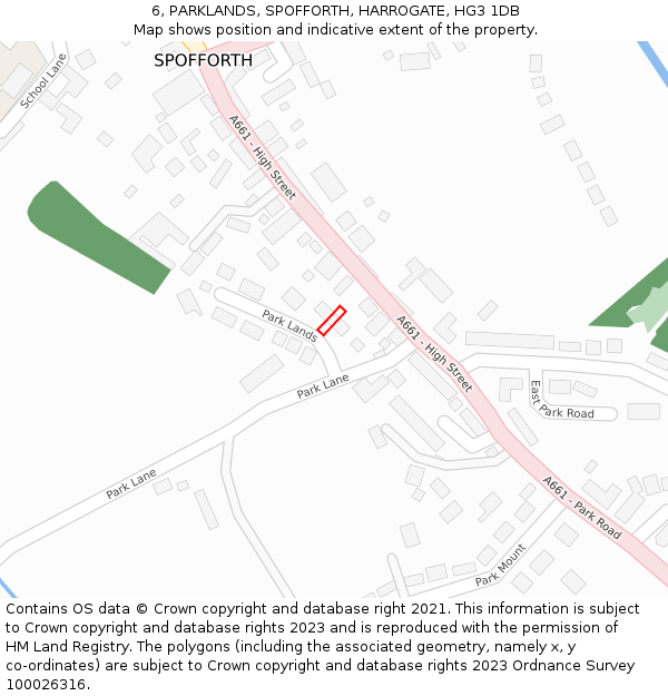 6, PARKLANDS, SPOFFORTH, HARROGATE, HG3 1DB: Location map and indicative extent of plot